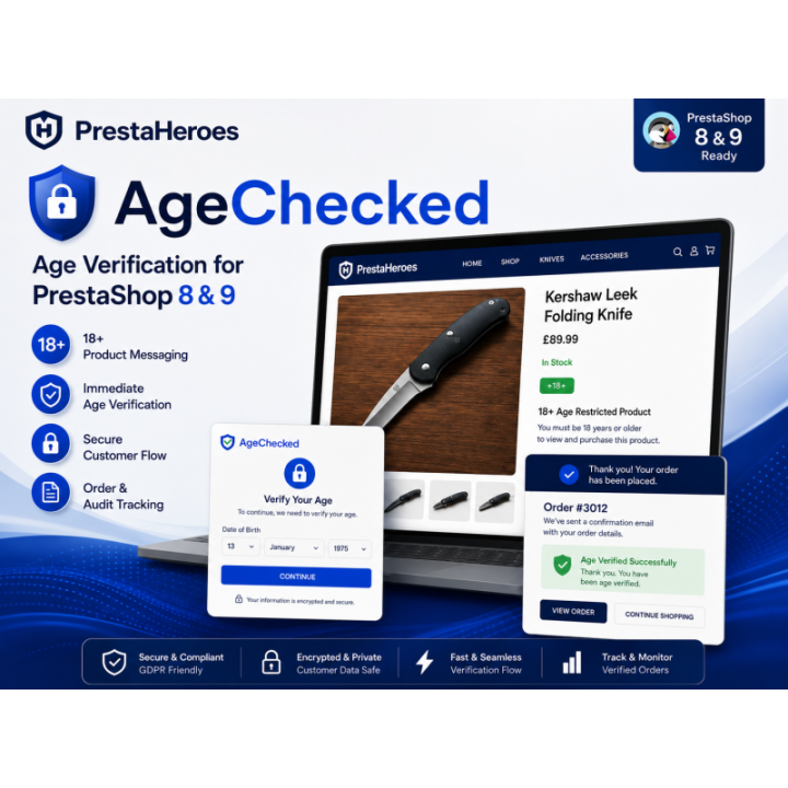 AgeChecked Integration for PrestaShop 8 & 9 | PrestaHeroes