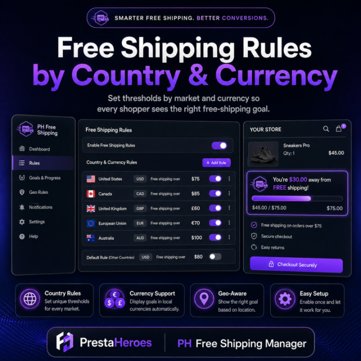 PH Free Shipping Manager for PrestaShop - Free Shipping That Sells