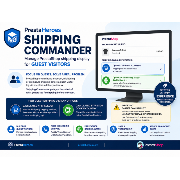 PrestaHeroes Shipping Commander | Fix Guest Cart Shipping